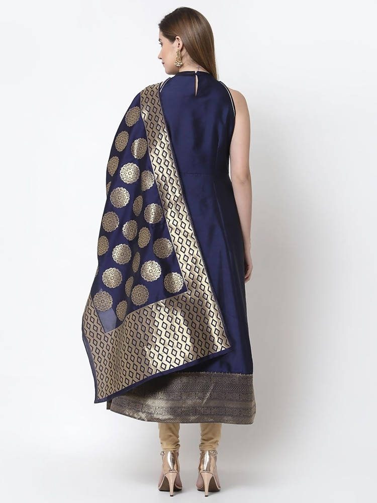 Myshka Blue Color Silk blend Solid Anarkali Gown With Dupatta | Grocsy