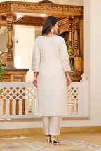 Festive Wear Ethnic White vetigun Stitched Suit With Dupatta - Nisha | Grocsy