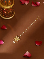 Ruby Raang Gold Flower Kundan Maang Tikka | Grocsy