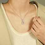Cauer Elegant 14K White Gold Plated Moissanite Pendant Necklace | Grocsy