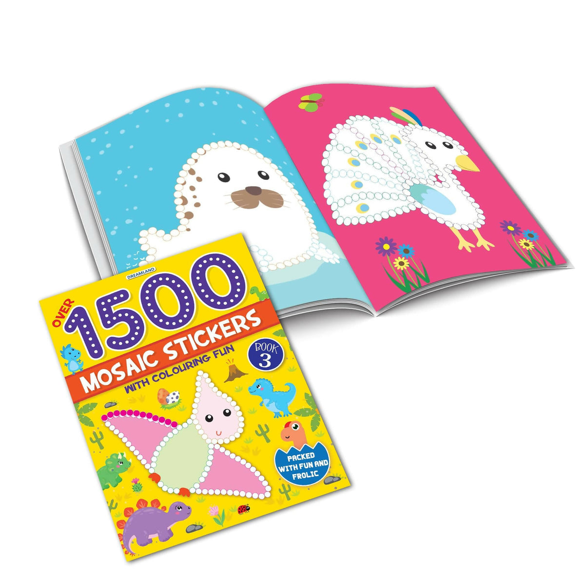 Dreamland Publications 1500 Mosaic Stickers Book 3 with Colouring Fun - Sticker Bok for Kids Age 4 - 8 years | Grocsy
