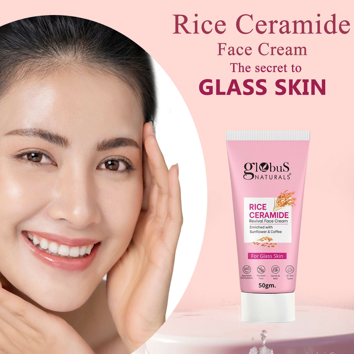 Globus Naturals Rice Ceramide Revival Face Cream | Grocsy