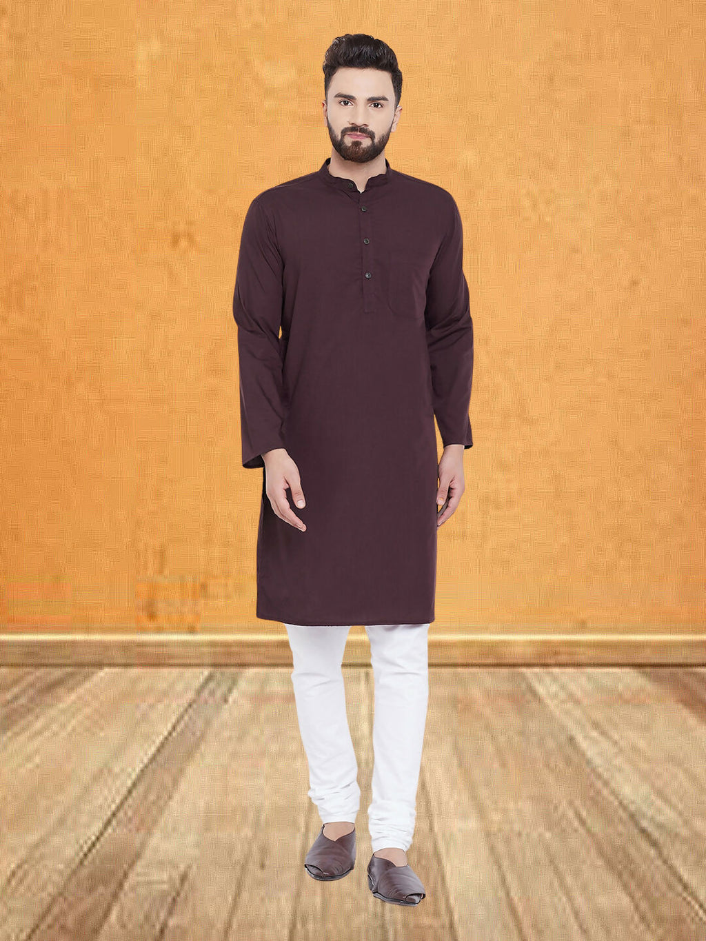 Even Apparels Men's Pure Cotton Maroon Kurta | Grocsy