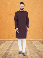 Even Apparels Men's Pure Cotton Maroon Kurta | Grocsy