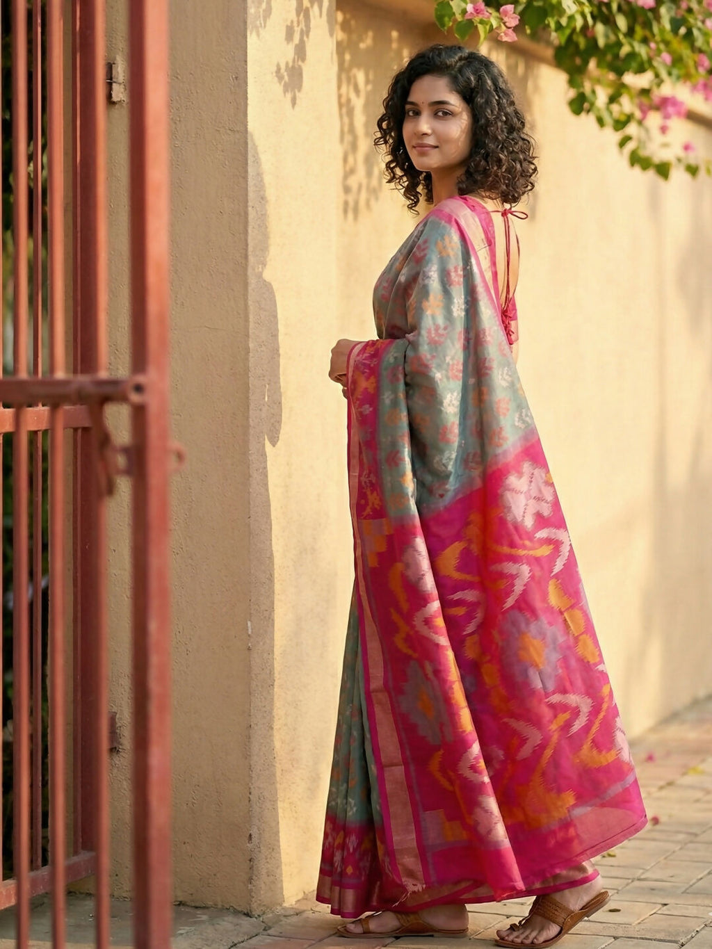 Shree Shyam Fashion Grey Pochampally Silk Saree | Grocsy