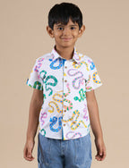 Snakes and Ladders Boys Multi Color Snake Print Shirt from Siblings Collection | Grocsy