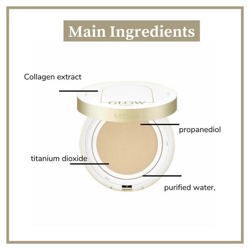 Missha Glow Cushion Light No.21P Fair SPF 37 PA+++ | Grocsy