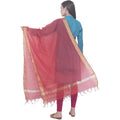 A R Silk Red Color Chaura Patta Chanderi Cotton Dupattas and Chunnis | Grocsy