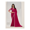 Pink Crepe Satin Silk Sequence Saree with Unstitched Blouse Piece - Norita Saanjh | Grocsy