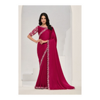 Pink Crepe Satin Silk Sequence Saree with Unstitched Blouse Piece - Norita Saanjh | Grocsy