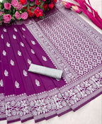 DEIANA'S Beautiful Designer Golden zari Soft Lichi Silk Saree - Majenta | Grocsy
