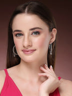 NVR Women's Silver-Toned AD-Studded Handcrafted Circular Hoop Earrings | Grocsy