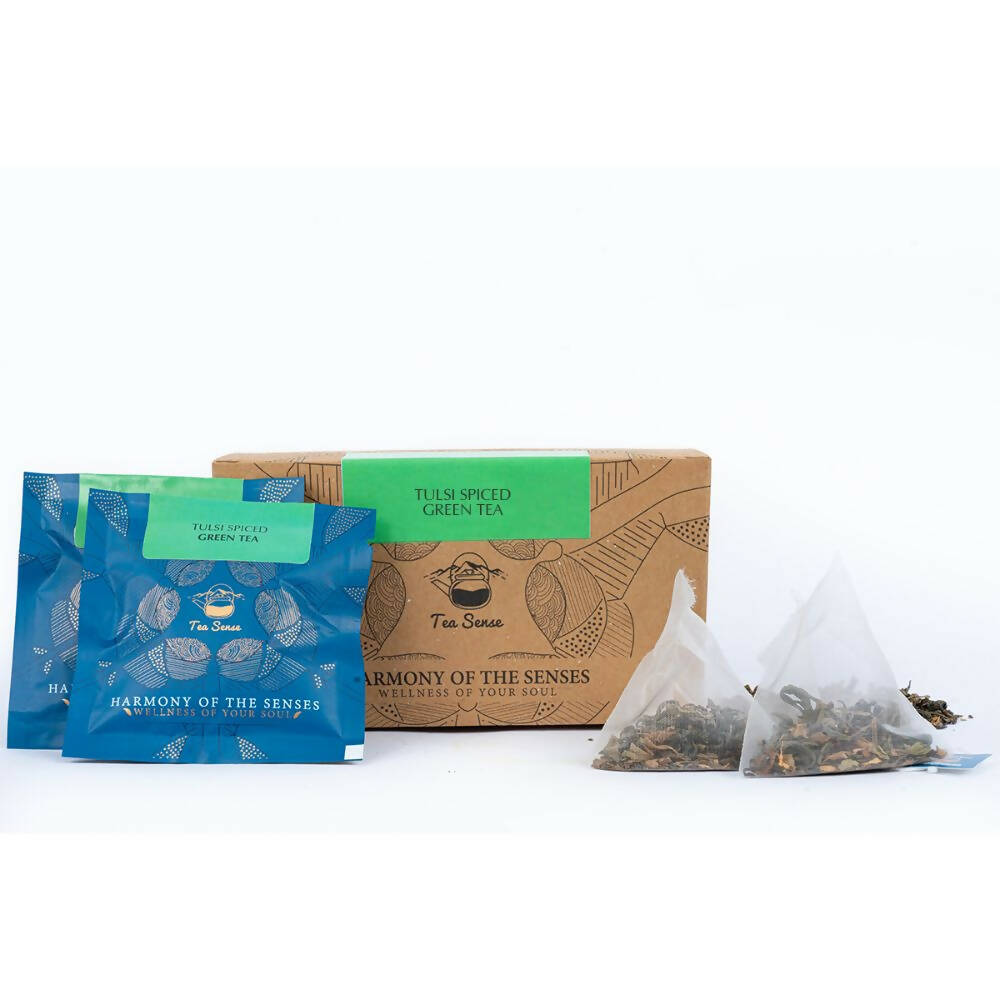 Tea Sense Tulsi Spiced Green Tea Bags Box | Grocsy