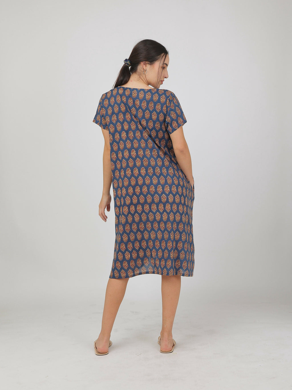 Breathables Women Cotton Printed Loungewear Nightie Blue I Night Wear | Nighty | Jaipuri Print | Grocsy