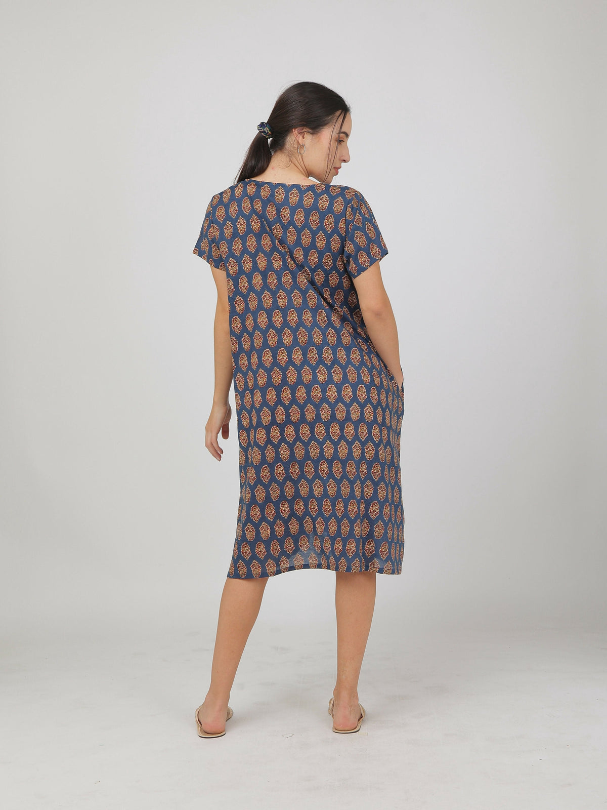 Breathables Women Cotton Printed Loungewear Nightie Blue I Night Wear | Nighty | Jaipuri Print | Grocsy