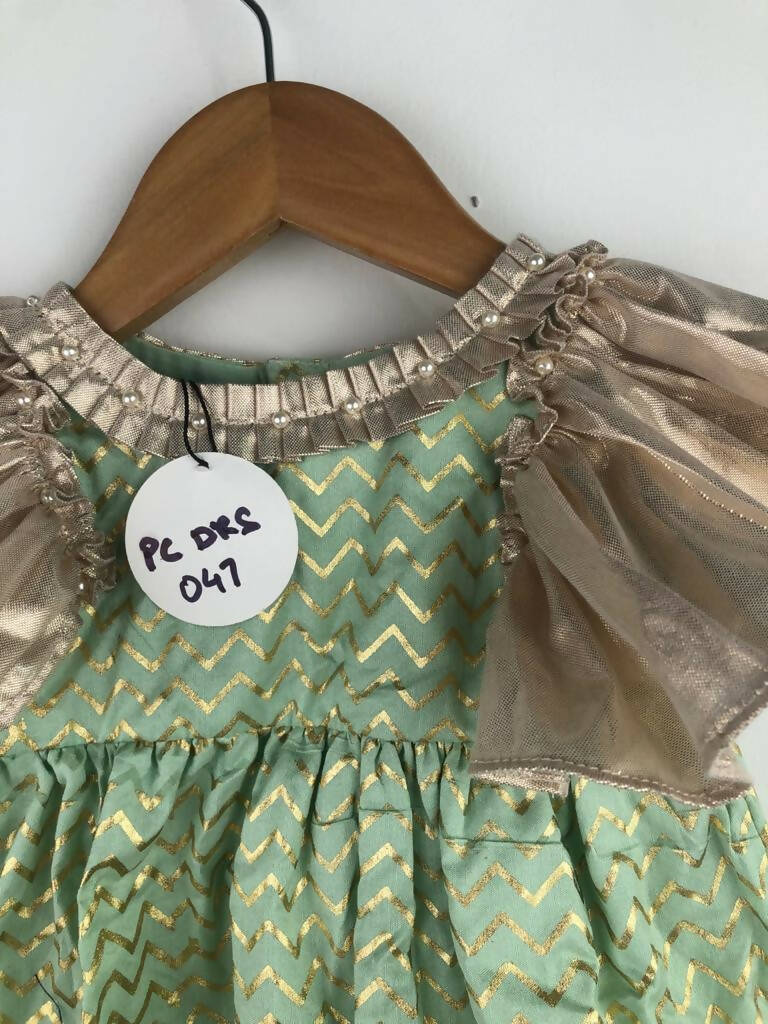 Pink Cow Fashions Gold & Green Printed Dress | Grocsy