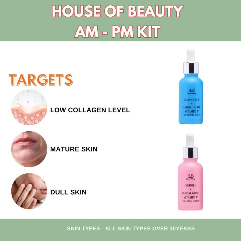House of Beauty Am + Pm Pack - Collagen + Hyaluronic Serum | Grocsy