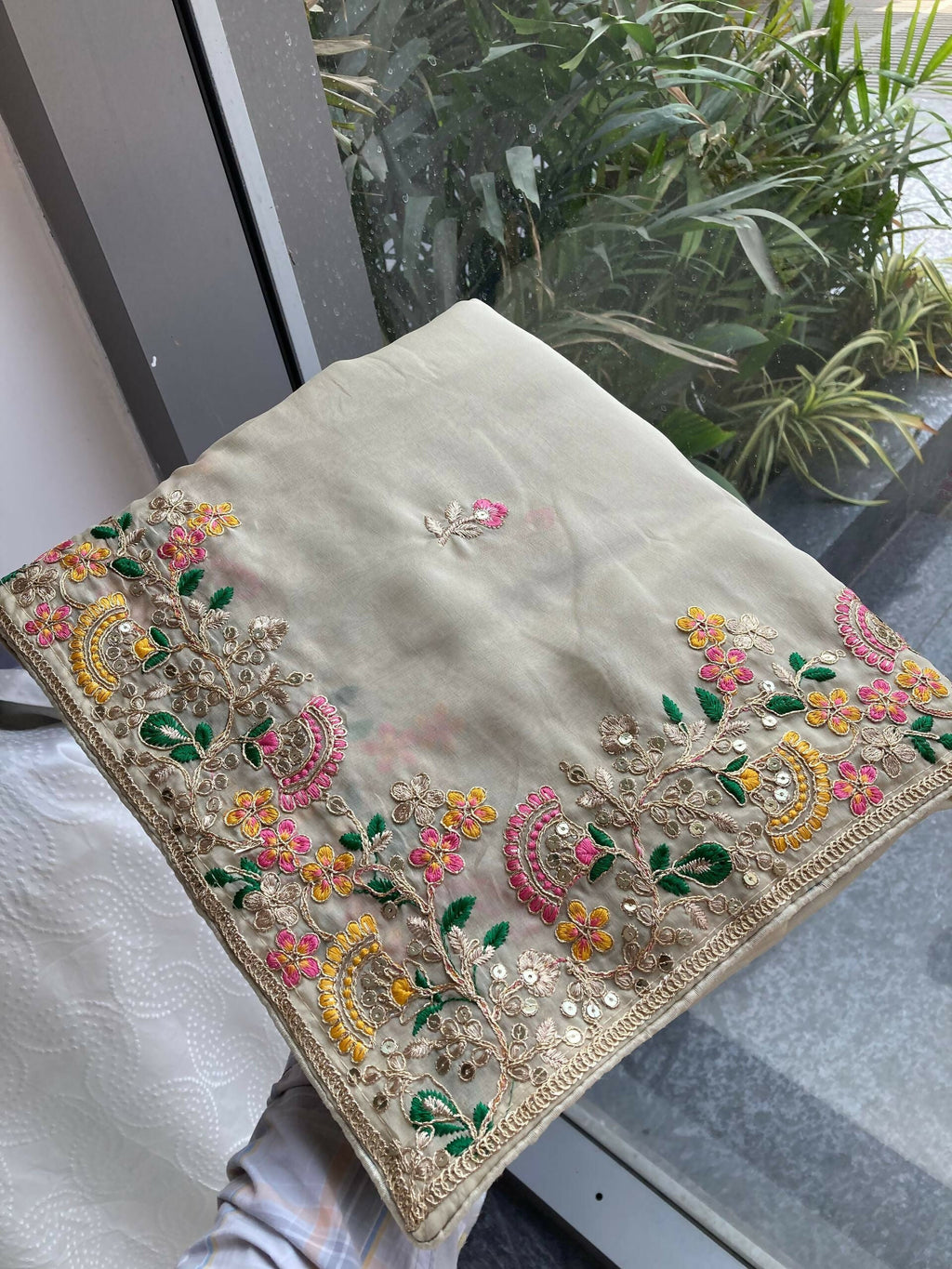 Teeya Creation New Trendy Party Wear Soft Silk Saree-Cream | Grocsy