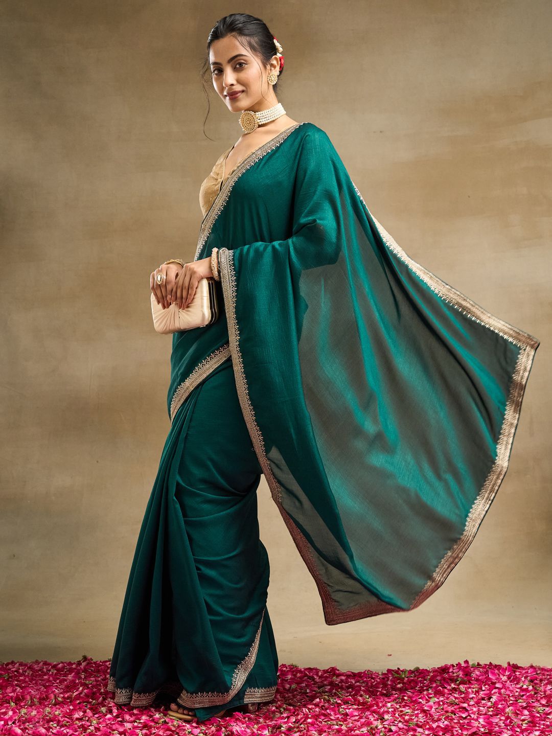 kasee Solid Embroidered Art Silk Saree | Grocsy