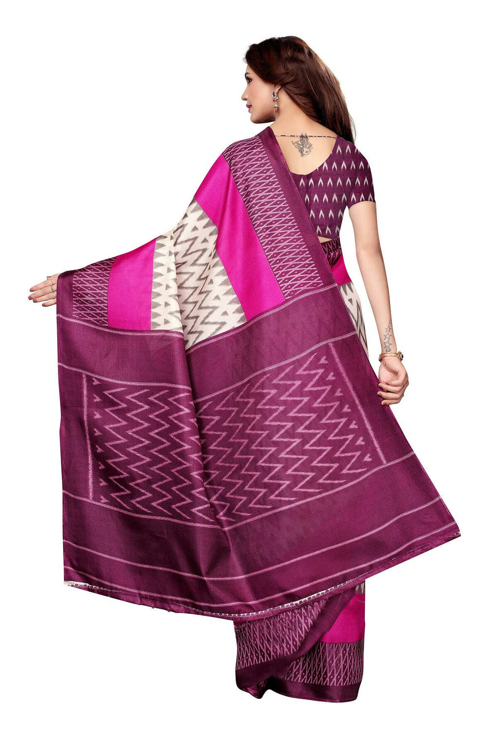 Vamika Wine Red & White Kalamkari With Jhalar Khadi Silk Saree | Grocsy