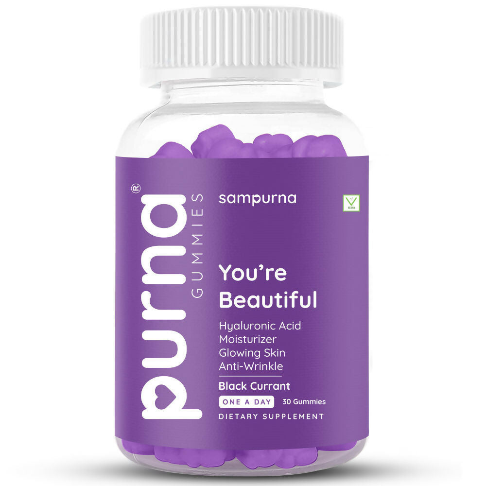 Purna Sampurna You're Beautiful Hyaluronic Acid Gummies - Black Currant | Grocsy