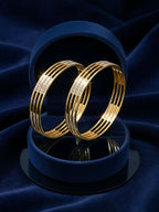 NVR Women Set of 2 Gold Plated CZ Stone Kada Bangle | Grocsy