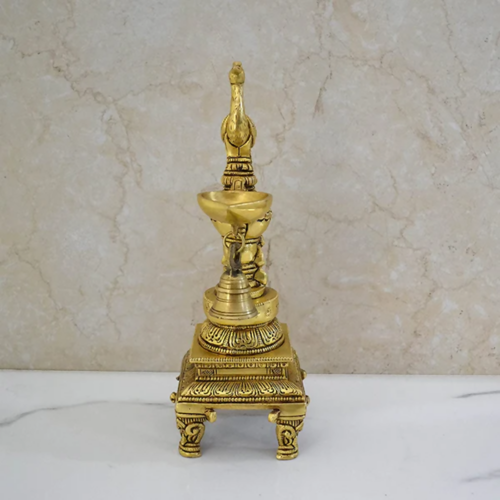 CraftVatika Brass Peacock Decorative Diya For Decoration | Grocsy