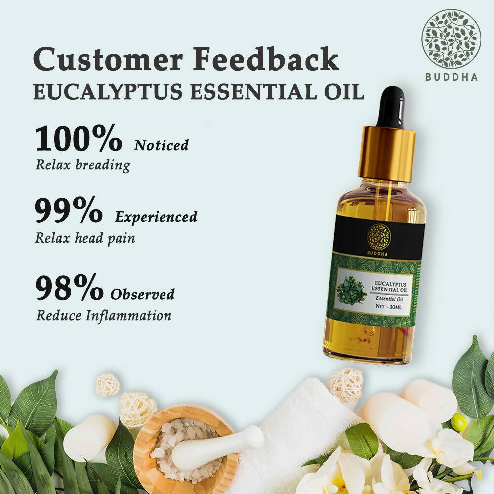 Buddha Natural Eucalyptus Pure Essential Oil-For Aromatherapy,Relaxation,Skin Therapy,Hair Care | Grocsy