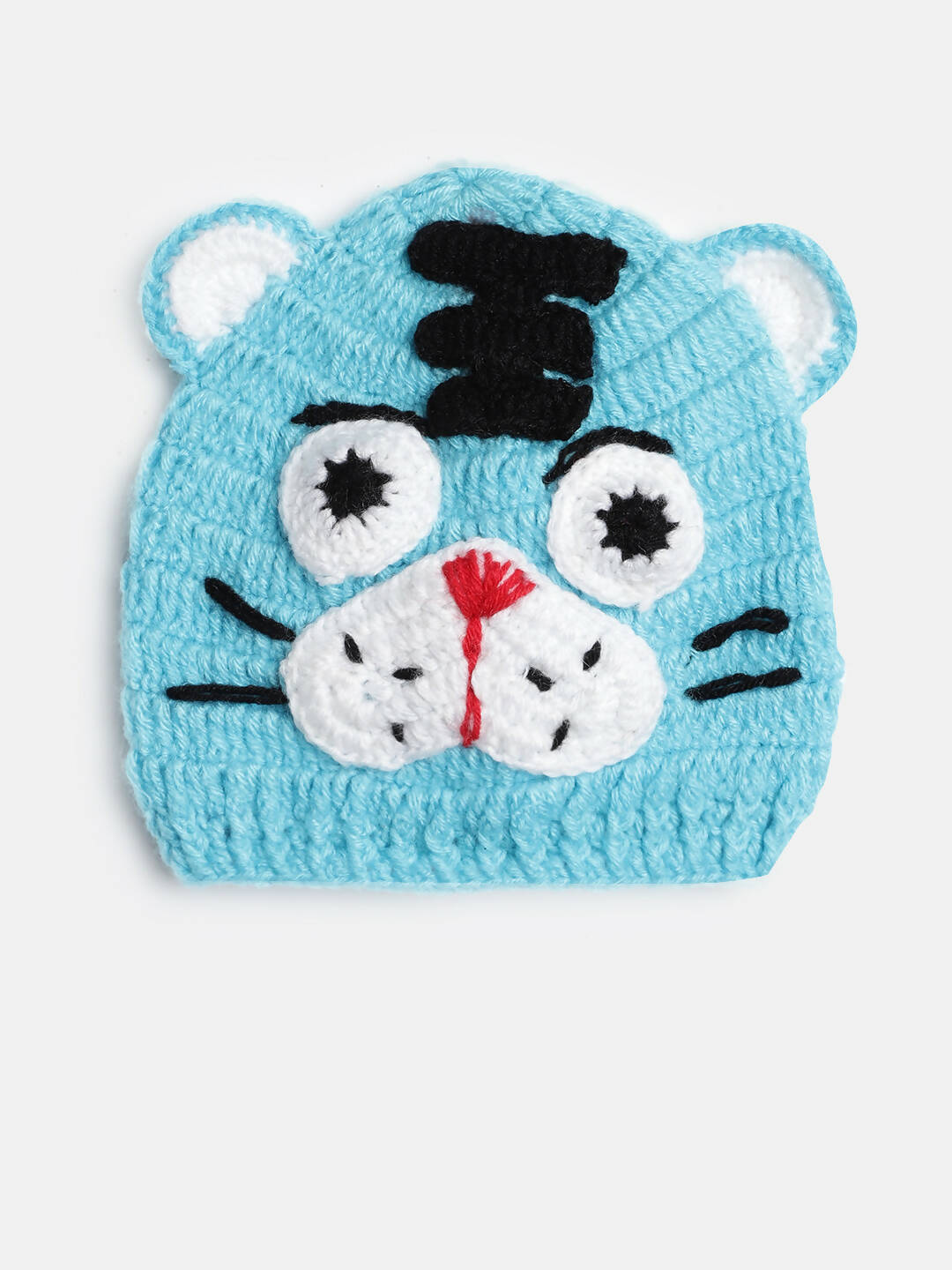 Chutput Kids Woollen Hand Knitted Leo Detail Cap - Blue | Grocsy