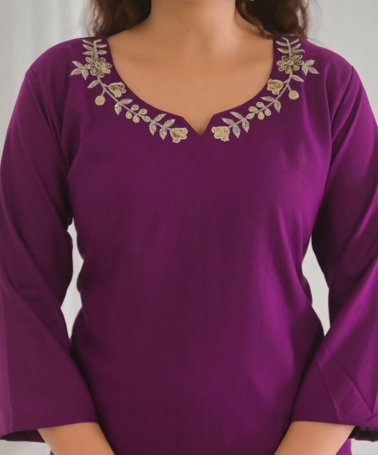 Festive Ethnic Viscose Rayon Purple Stitched Suit With Dupatta - Rashmika | Grocsy