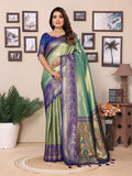Aastha Fashion Green Tissue Silk Weaving Saree | Grocsy