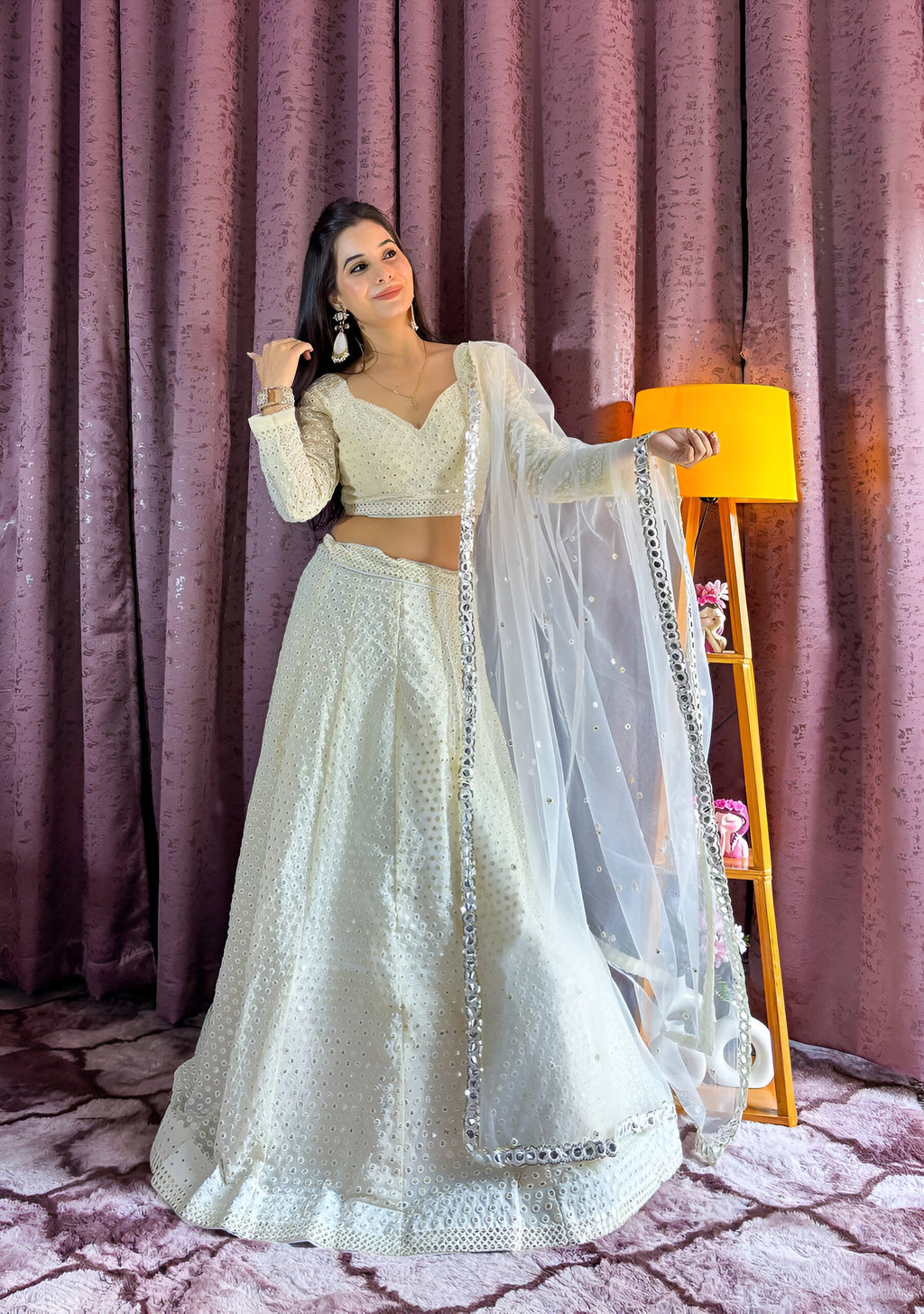 Lehenga Mart Designer Bollywood Style Wedding Wear Lehenga Choli - White | Grocsy