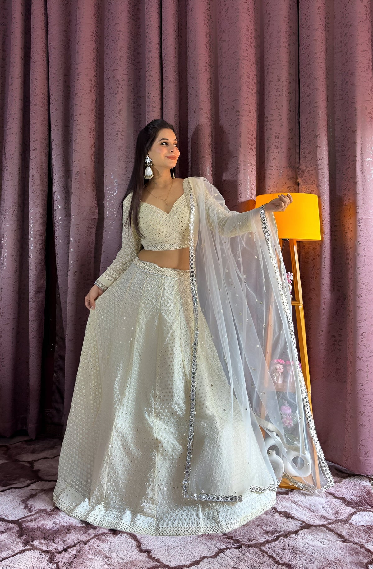 Lehenga Mart Designer Bollywood Style Wedding Wear Lehenga Choli - White | Grocsy