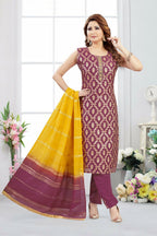 Joban Fashion Jacquard Wine Color Kurta Set | Grocsy