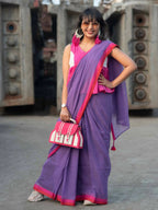 Suta Lavender Solid Mul Cotton Saree | Grocsy