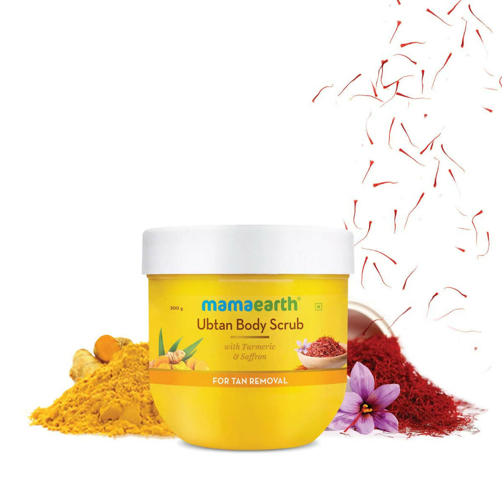 Mamaearth Ubtan Face Mask & Body Scrub with Turmeric & Saffron Combo For Tan Removal | Grocsy