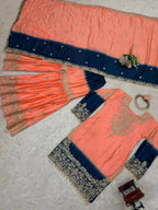 The52 Women's Beautiful Chinon silk Fabric Embroidery Work Straight Kurta Palazzo and Dupatta Set | Grocsy