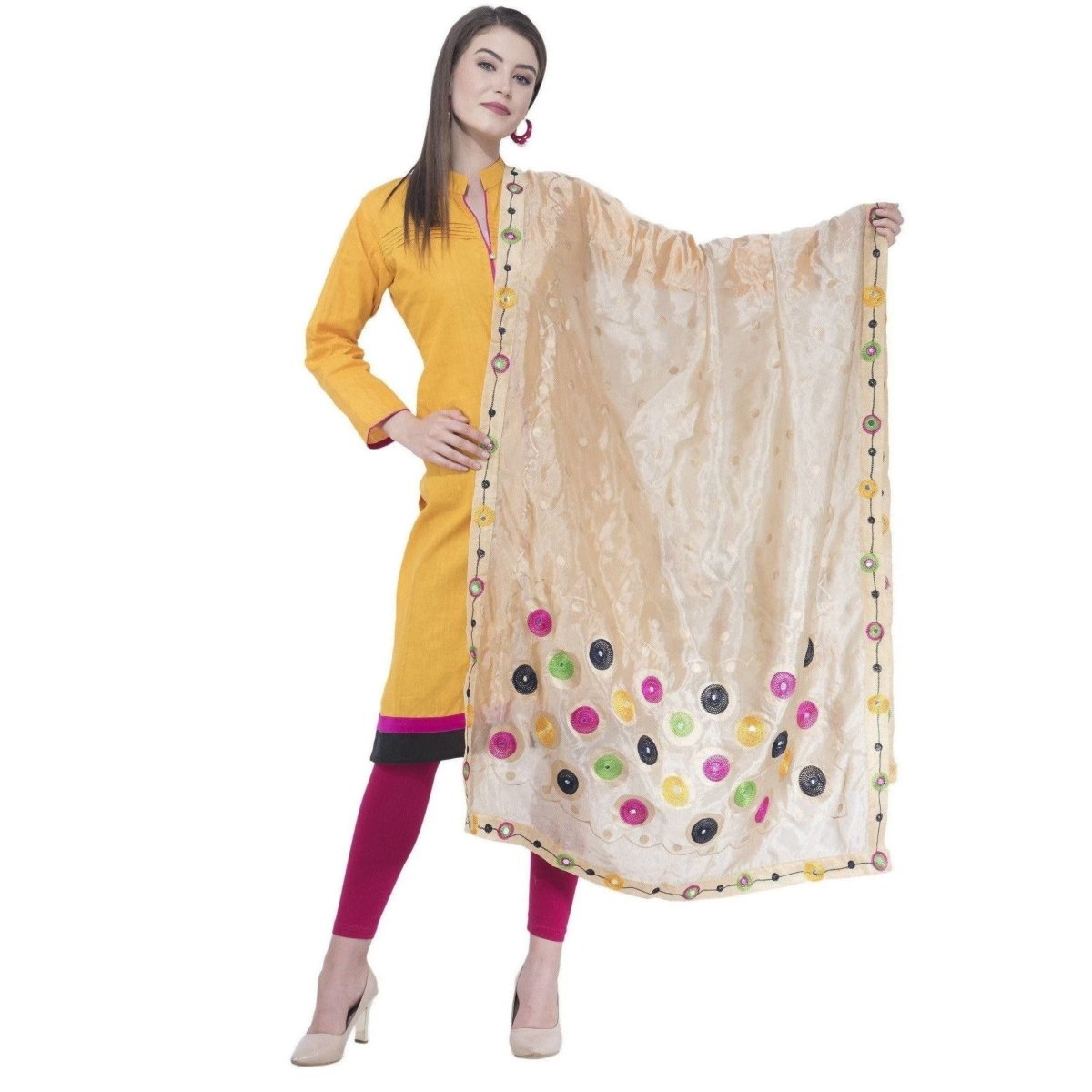 A R Silk Golden Color Fancy Silk Dupattas and Chunnis | Grocsy