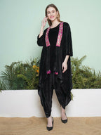 Joban Fashion Black Dhoti Salwaar with Inner and Hand Embellished Jacket | Grocsy