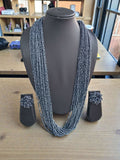 Inhanns Rangsaaz 20-Layer Luxe Long Beaded Necklace (With Optional Statement Earrings) - Navy Blue Long 20 Layer With Earring | Grocsy