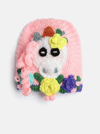 Chutput Kids Woollen Hand Knitted Pony Detailed Cap - Pink | Grocsy