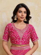Teeya Creation New Trendy Leheriya Bandhani Georgette Saree For Daily Wear -Pink | Grocsy