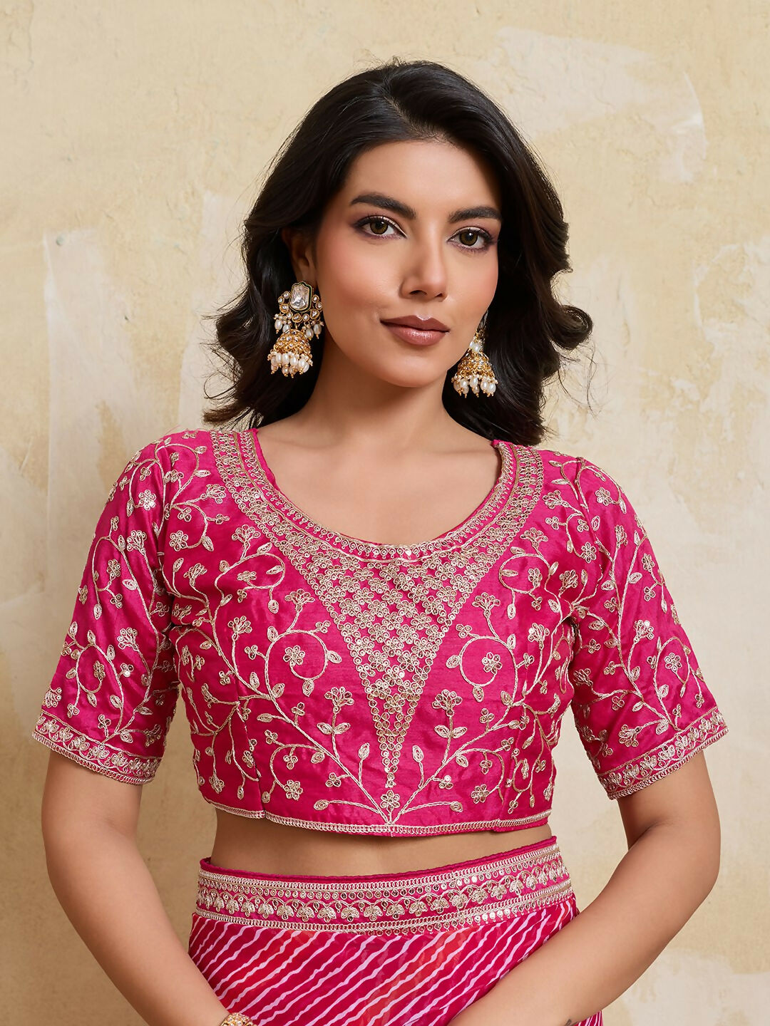 Teeya Creation New Trendy Leheriya Bandhani Georgette Saree For Daily Wear -Pink | Grocsy