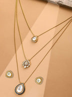 Kundan Antique Finish Earrings and Dew drop Necklace set - Ruby Raang | Grocsy