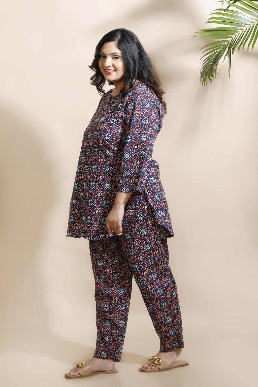 Breathables Geometric Cotton Co-Ord Set – Blue | Grocsy