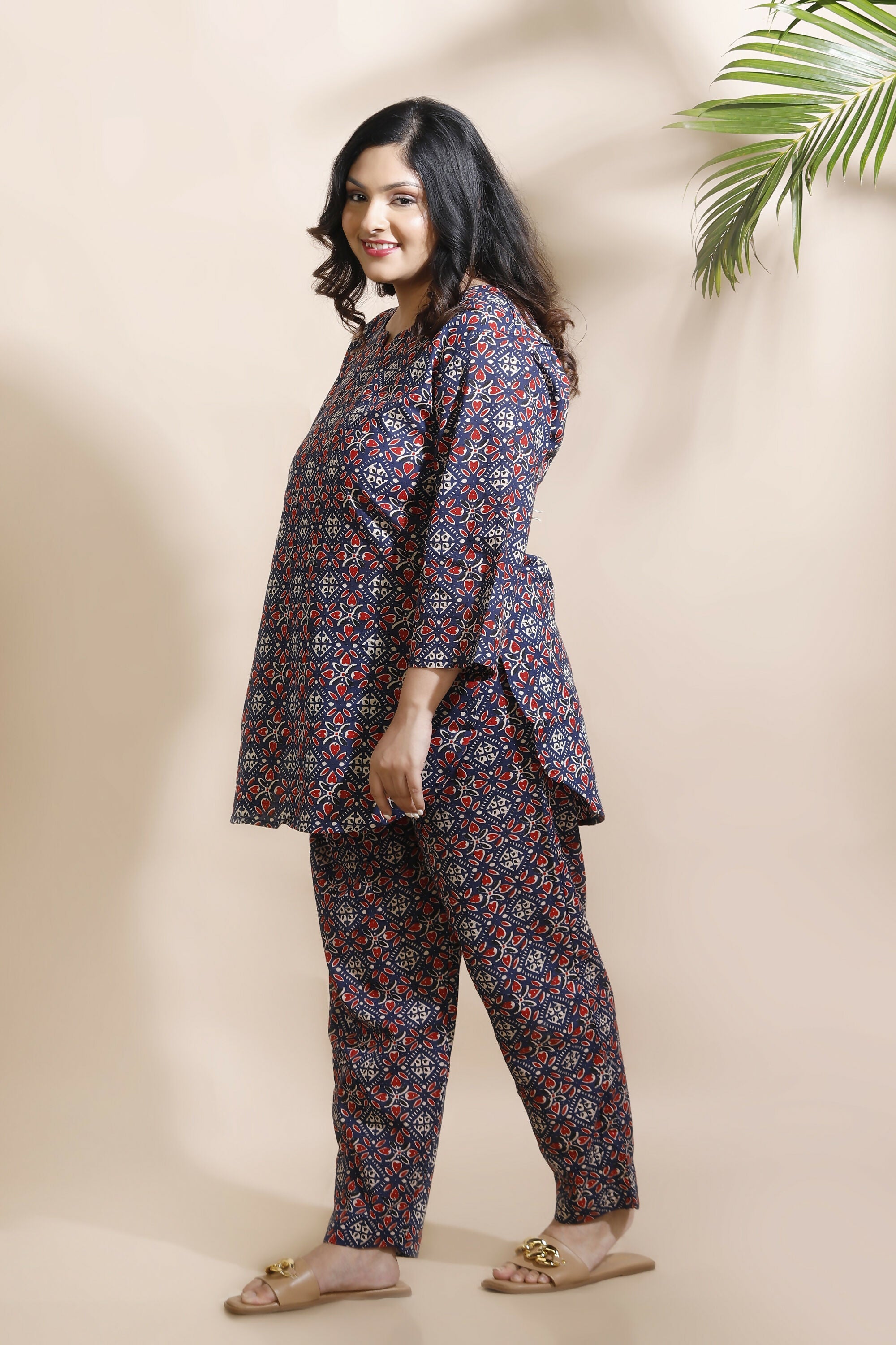 Breathables Geometric Cotton Co-Ord Set – Blue | Grocsy