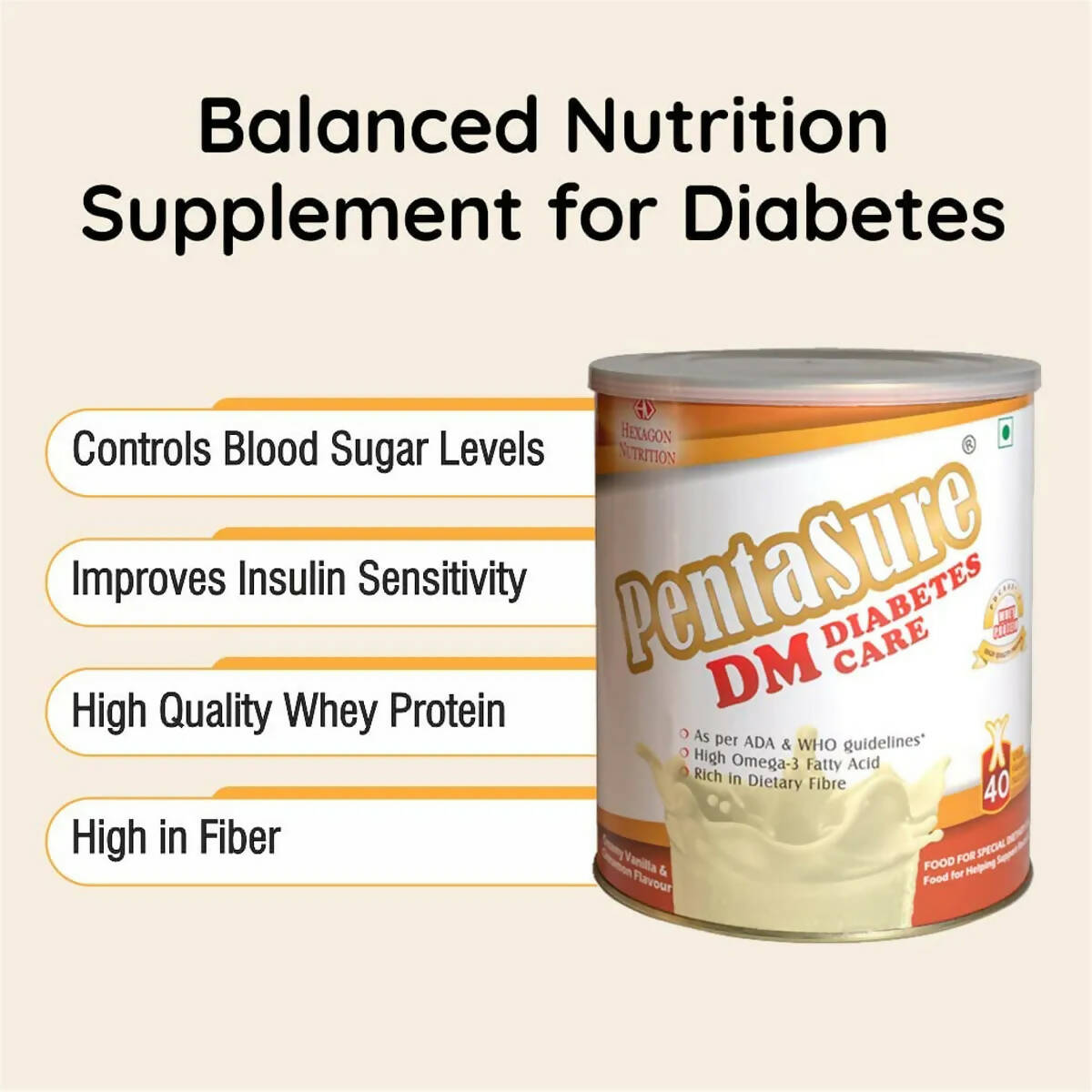 PentaSure DM Diabetes Care Powder - Creamy Vanilla & Cinnamon | Grocsy