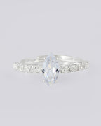 VOJ white CZ-detail Stainless Steel Cubic Zirconia Silver Plated Adjustable Finger Ring | Grocsy