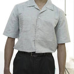 Diva Globe Grey Lapel Collar Shirt | Grocsy