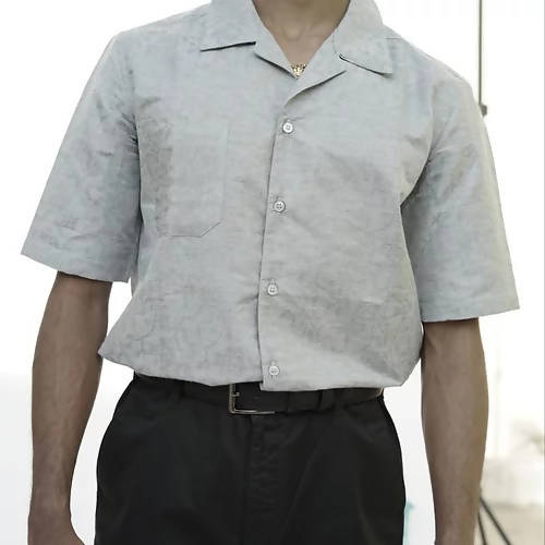 Diva Globe Grey Lapel Collar Shirt | Grocsy